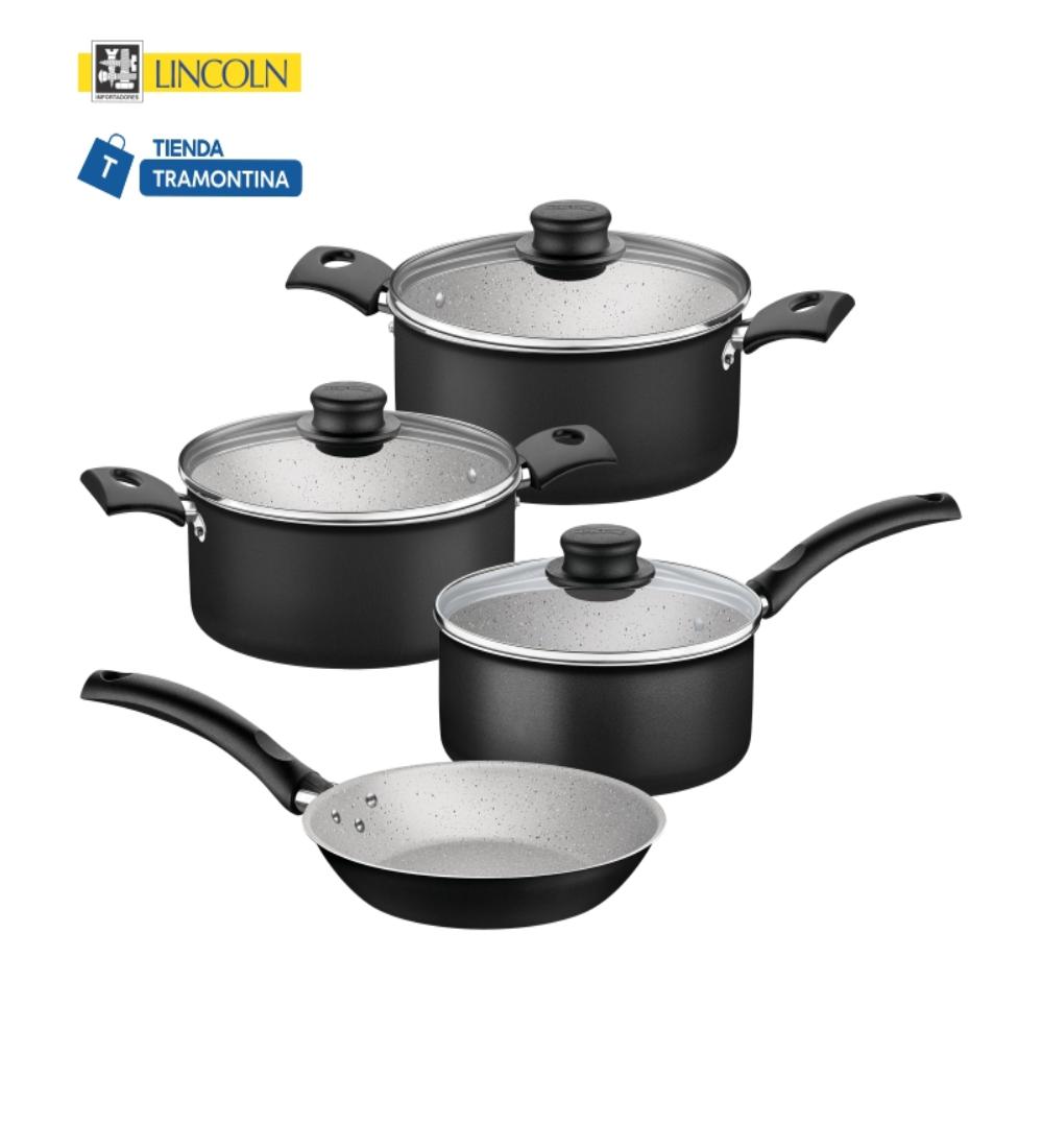 BATERÍA DE COCINA TRAMONTINA TURIM GRANITO NEGRO 7 PIEZAS